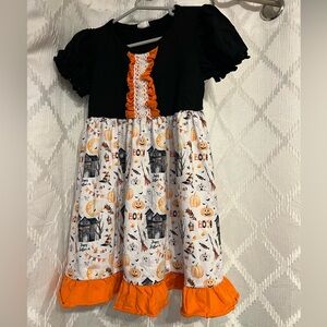 Girls Halloween Haunted House black, orange, white Dress size 4T, witch, pumpkin